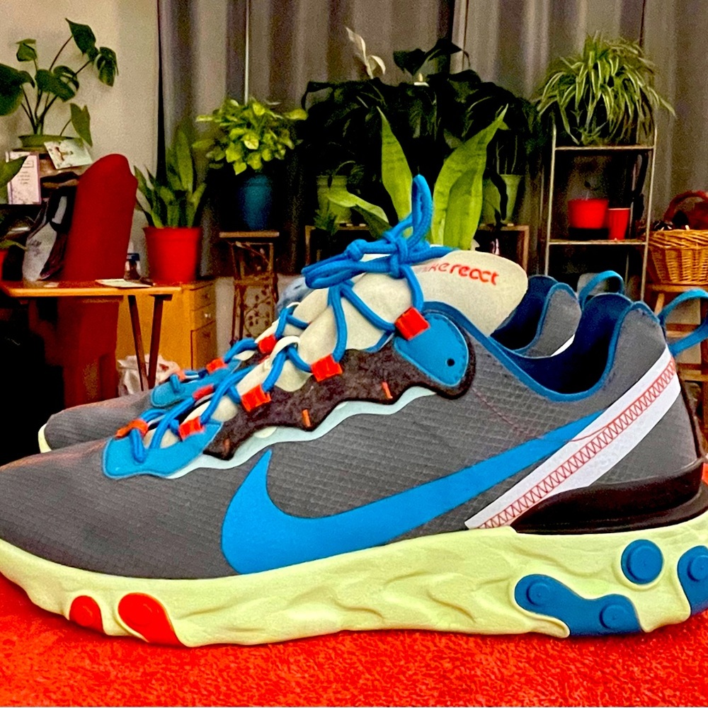 One pair of Nike React running shoes.